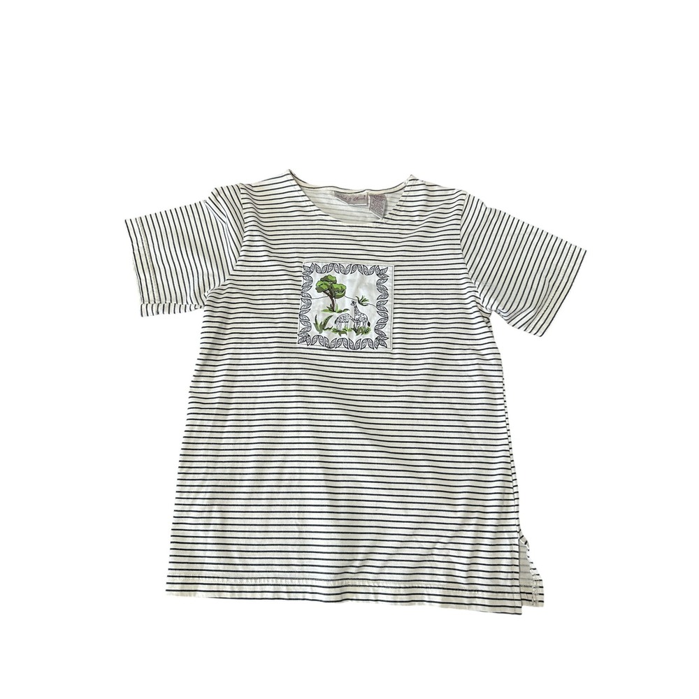 Nick & Sarah Striped T-Shirt Safari Print Short Sleeve Casual‎ Top Small